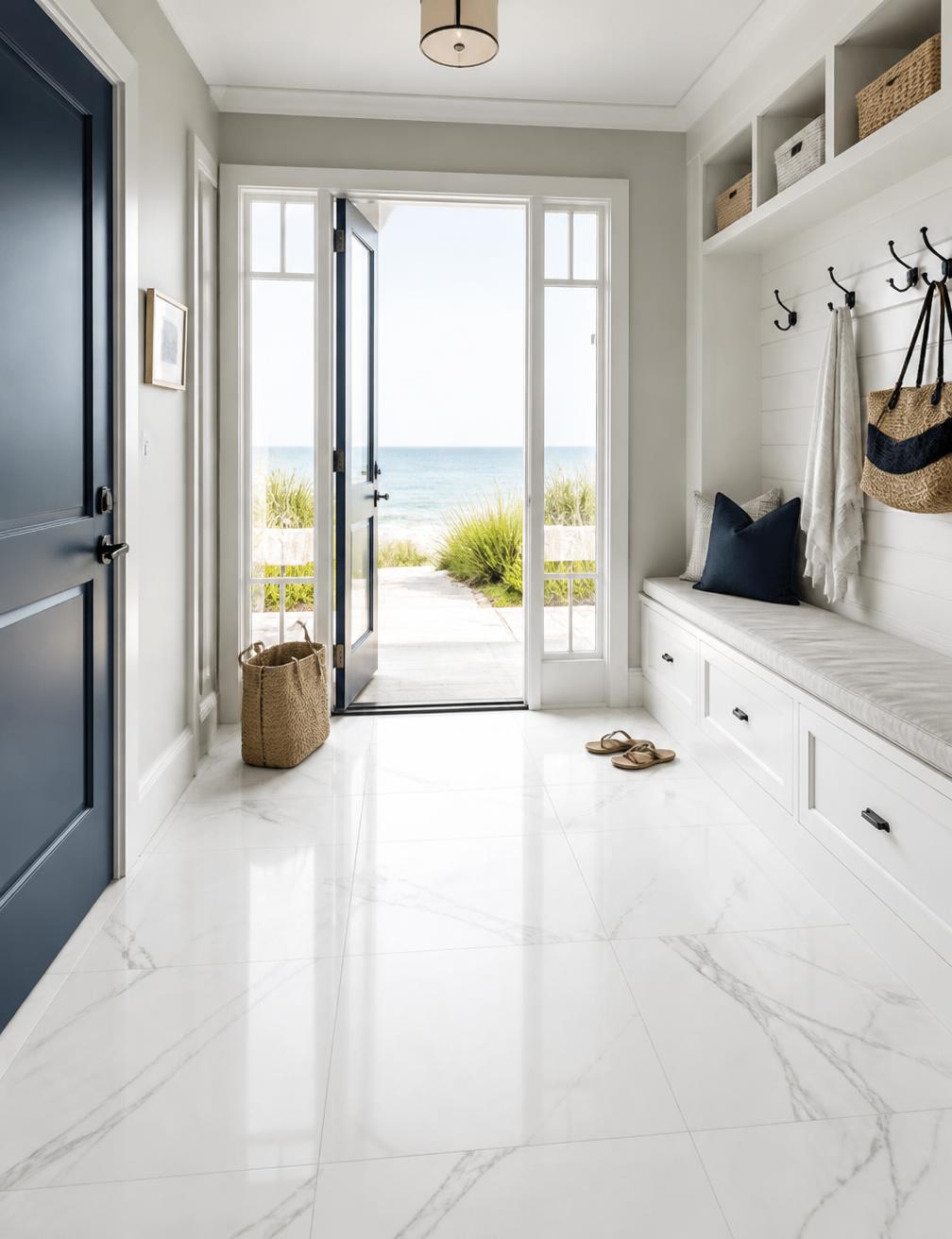 Marble-Look Porcelain Mudroom