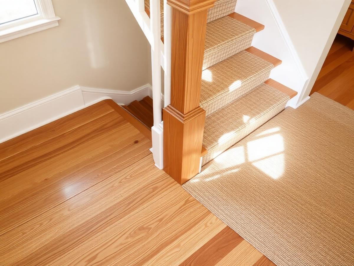 Refinished Stairs With Wool Runner